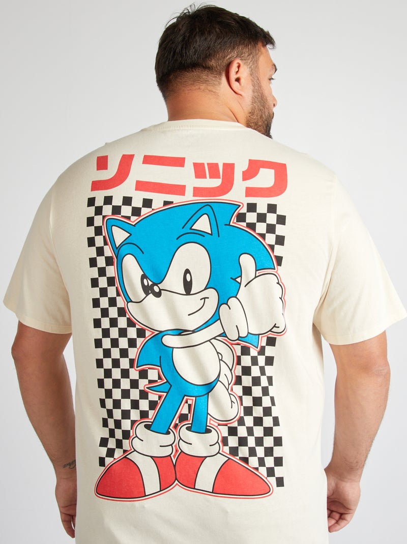 T-shirt com estampado 'Sonic' de manga curta bege - Kiabi