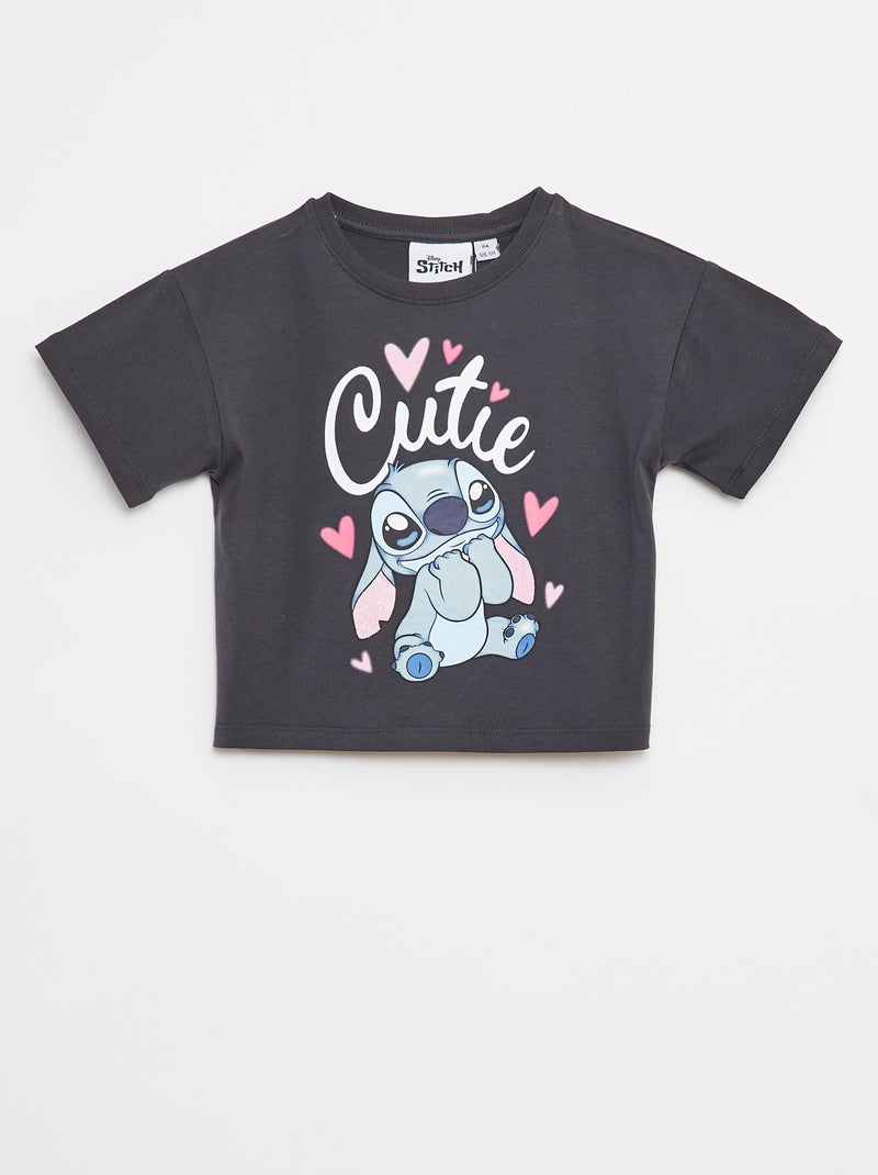 T-shirt com estampado 'Stitch' Preto - Kiabi