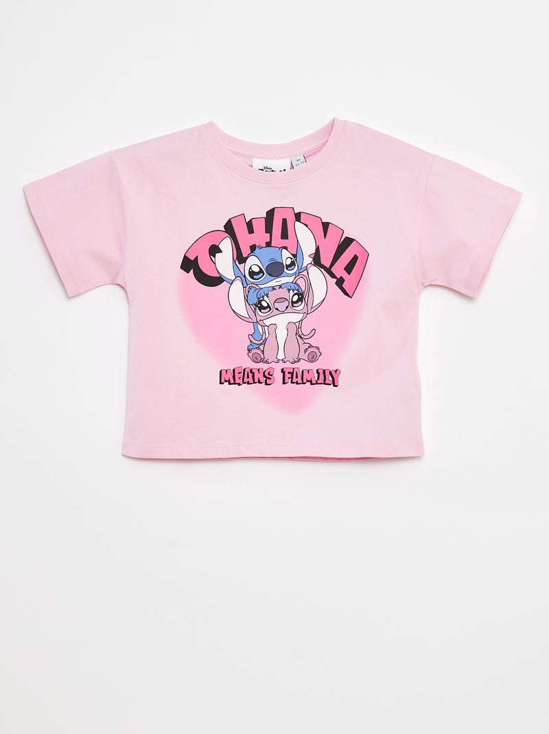 T-shirt com estampado 'Stitch' Rosa - Kiabi