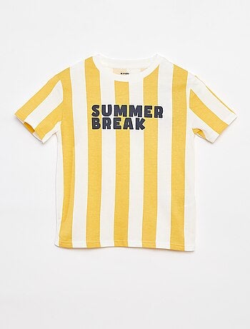 T-shirt com estampado 'summer' de manga curta às riscas