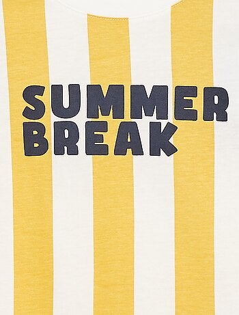 T-shirt com estampado 'summer' de manga curta às riscas