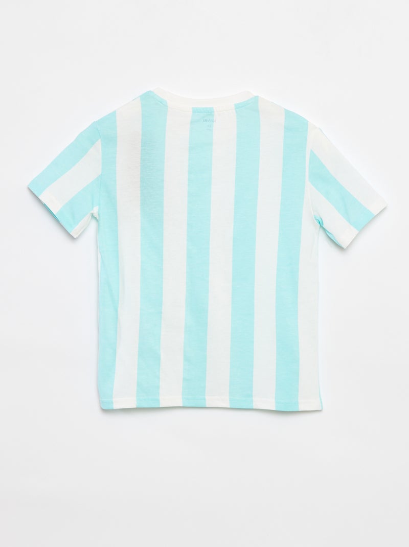 T-shirt com estampado 'summer' de manga curta às riscas AZUL - Kiabi