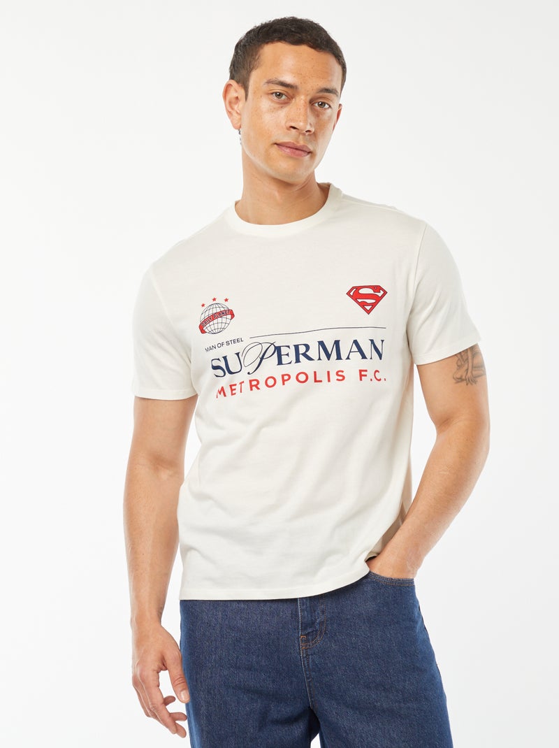 T-shirt com estampado 'Super-Homem' Branco - Kiabi