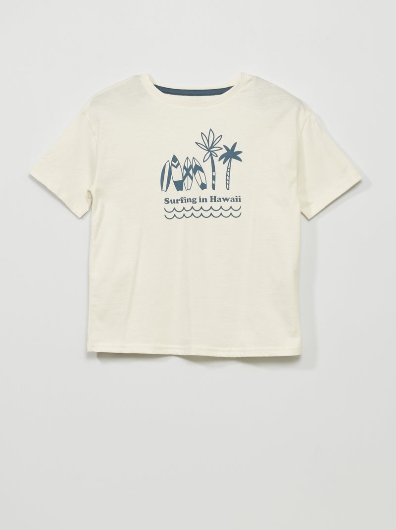 T-shirt com estampado 'Surf' 'Havai' BRANCO - Kiabi