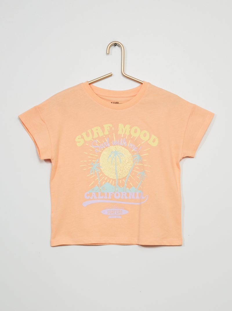 T-shirt com estampado 'Surf Mood' LARANJA - Kiabi