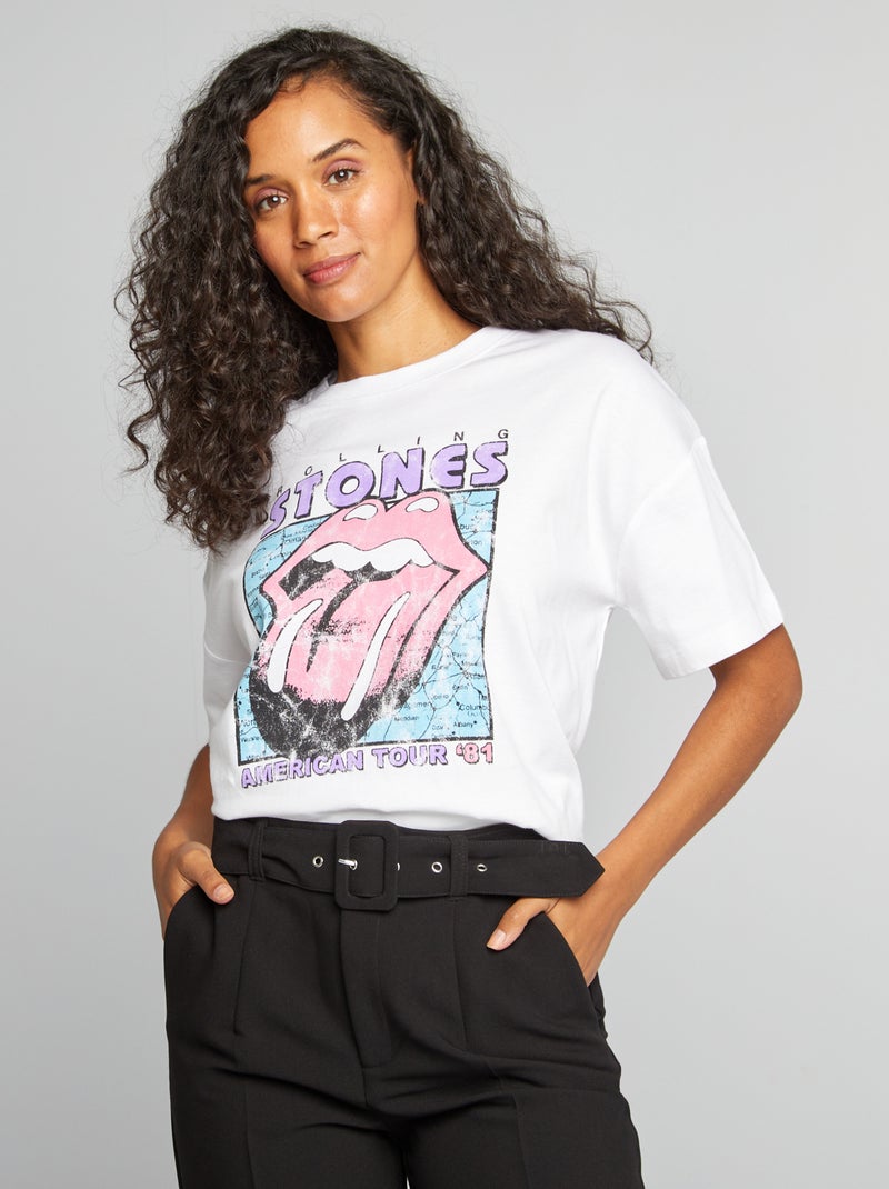 T-shirt com estampado 'The Rolling Stones' Branco - Kiabi
