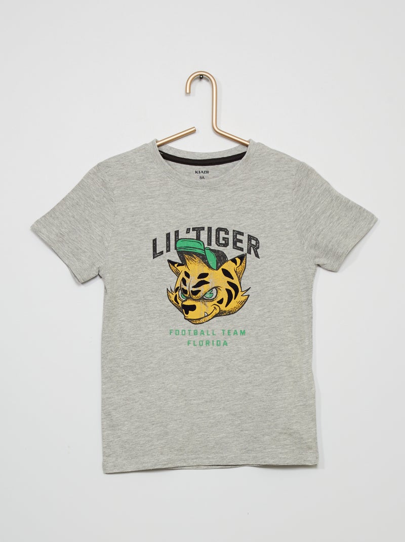 T-shirt com estampado 'Tigre' CINZA - Kiabi