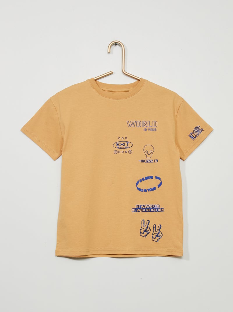 T-shirt com estampado tipo 'banda desenhada' BEGE - Kiabi