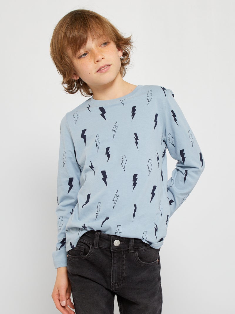 T-shirt com estampado 'trovões' AZUL - Kiabi