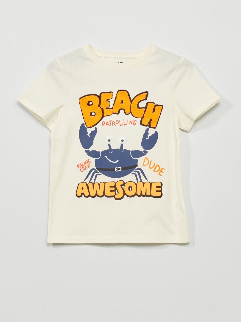 T-shirt com estampado 'tubarão' BEGE - Kiabi