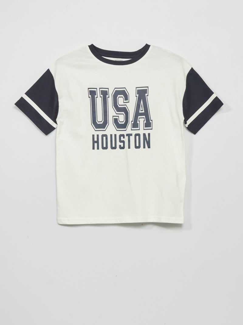 T-shirt com estampado 'USA' 'Houston' BEGE - Kiabi