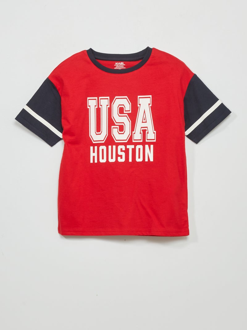 T-shirt com estampado 'USA' 'Houston' VERMELHO - Kiabi