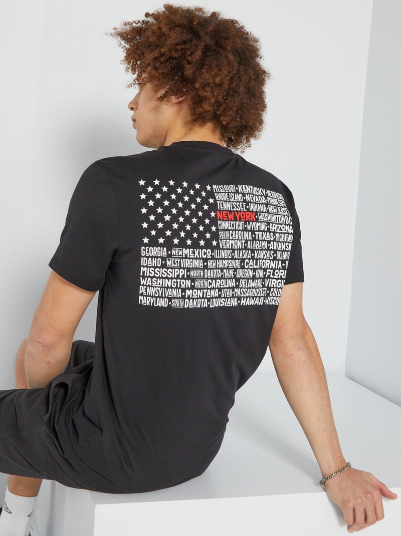 T-shirt com estampado 'USA' Preto - Kiabi