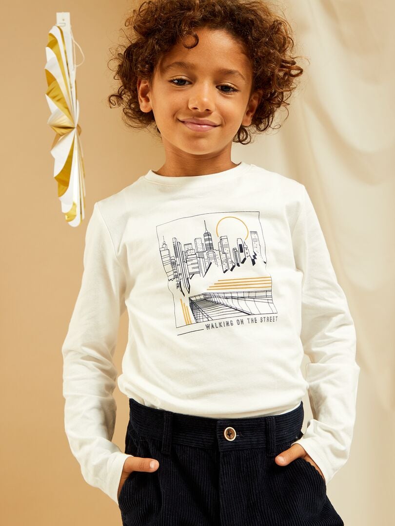 T-shirt com estampado 'Ville' BRANCO - Kiabi