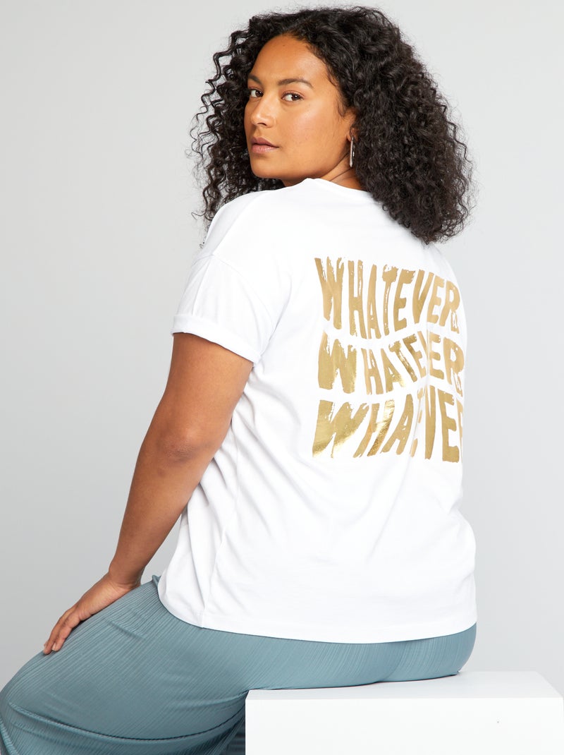 T-shirt com estampado 'whatever' Branco - Kiabi