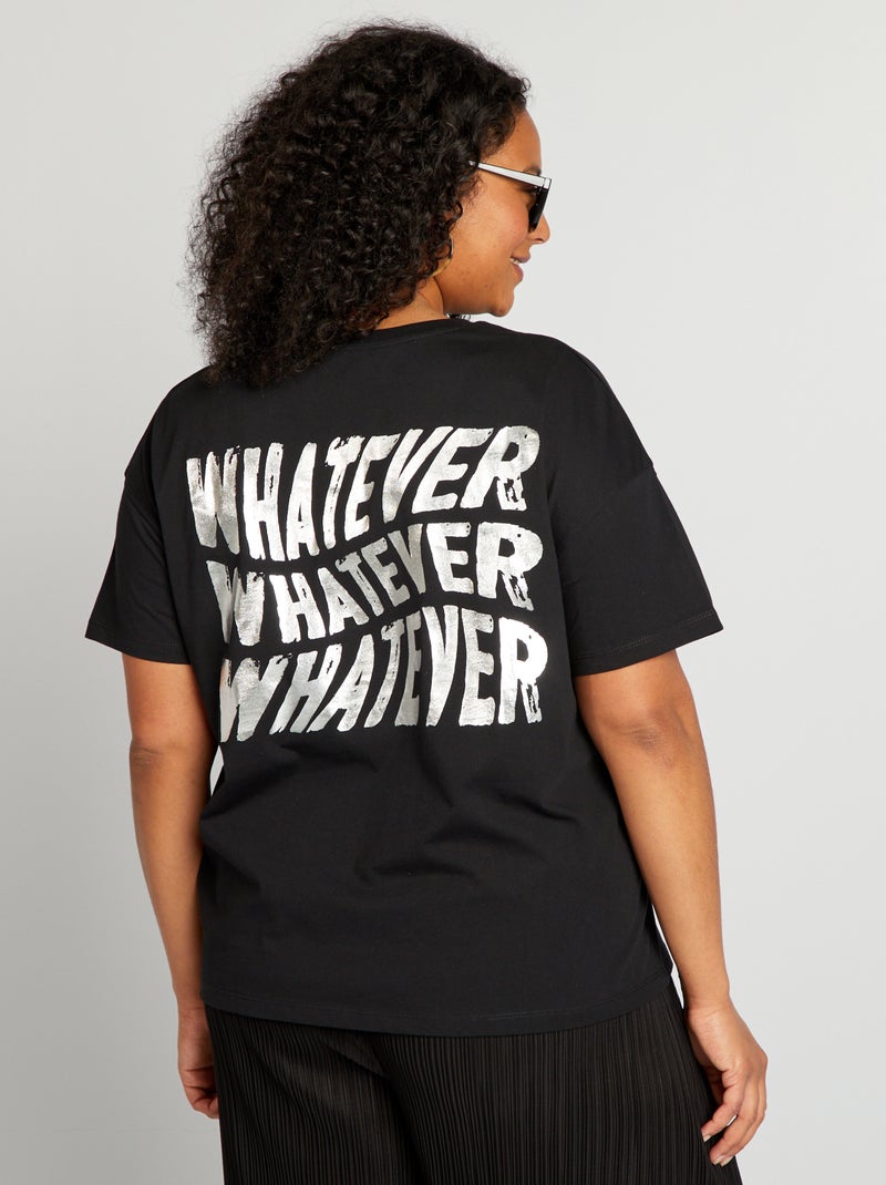 T-shirt com estampado 'whatever' Preto - Kiabi