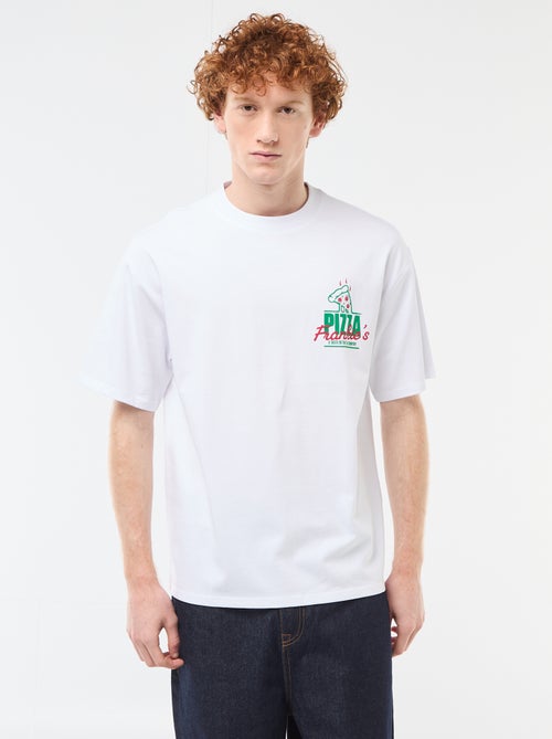T-shirt com estampados na frente e nas costas em algodão liso - Kiabi