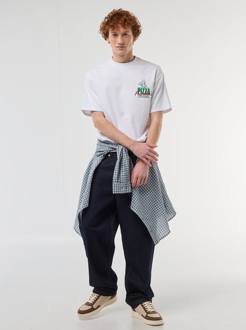 T-shirt com estampados na frente e nas costas em algodão liso - Kiabi