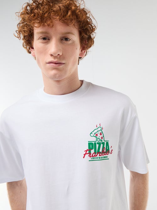 T-shirt com estampados na frente e nas costas em algodão liso - Kiabi