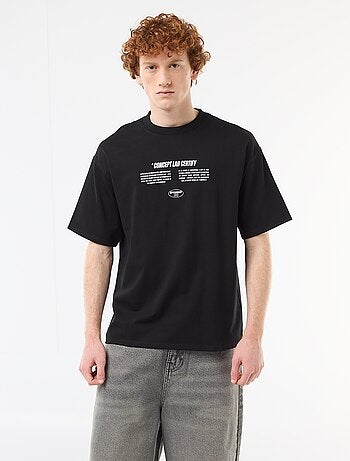T-shirt com estampados na frente e nas costas em algodão liso