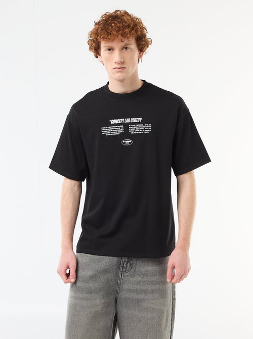 T-shirt com estampados na frente e nas costas em algodão liso - Kiabi