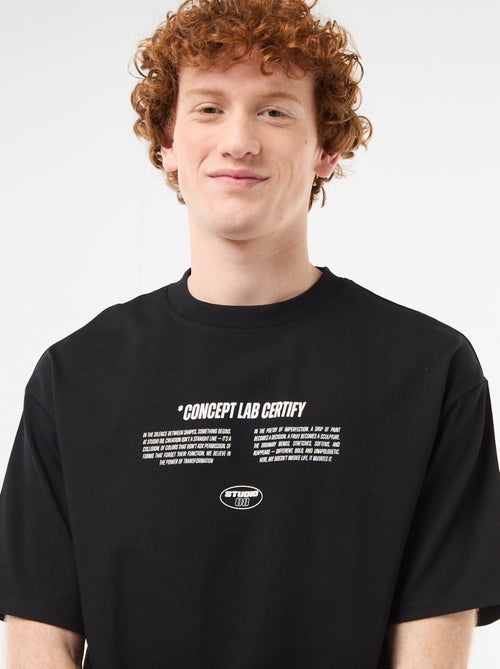 T-shirt com estampados na frente e nas costas em algodão liso - Kiabi
