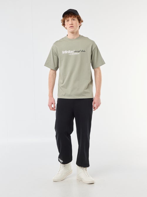 T-shirt com estampados na frente e nas costas em algodão liso - Kiabi