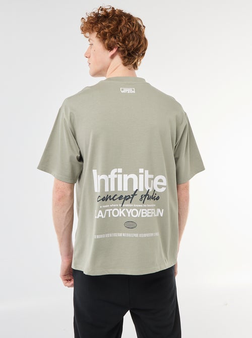 T-shirt com estampados na frente e nas costas em algodão liso - Kiabi