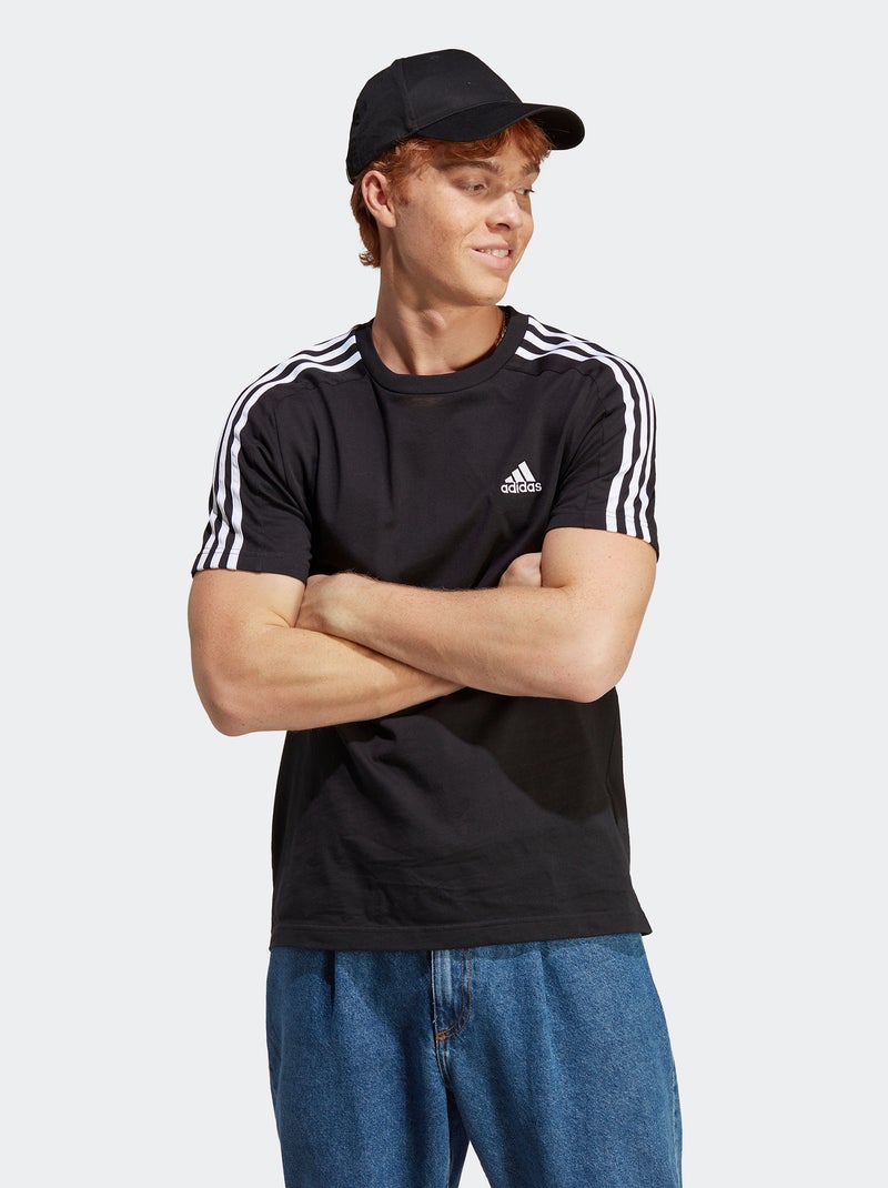 T-shirt com faixas nos ombros 'adidas' PRETO - Kiabi