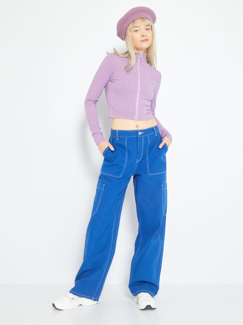 T-shirt com fecho de malha canelada VIOLETA - Kiabi