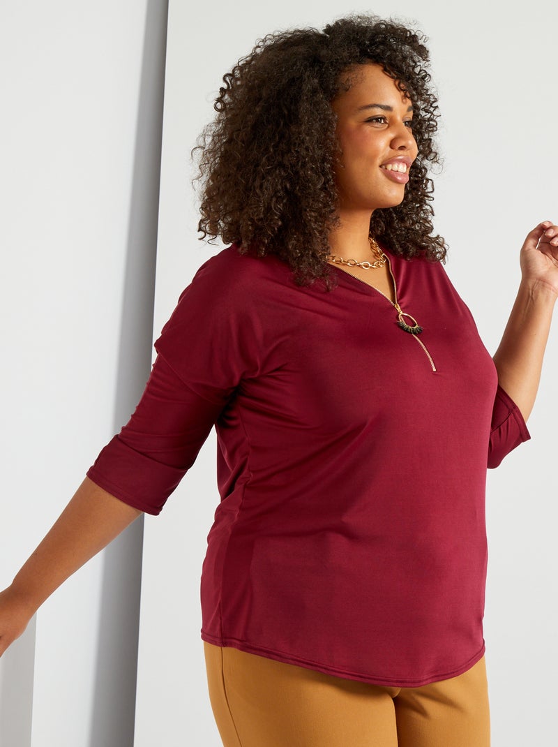 T-shirt com fecho fantasia Bordô - Kiabi
