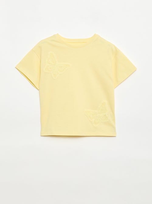 T-shirt com flores em macramé - Kiabi