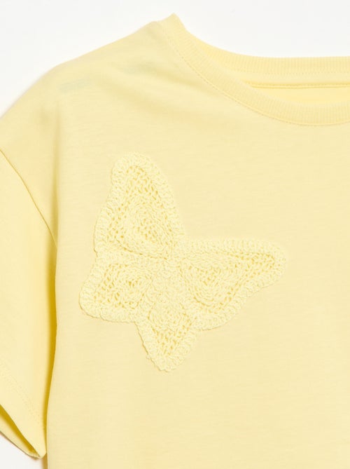 T-shirt com flores em macramé - Kiabi