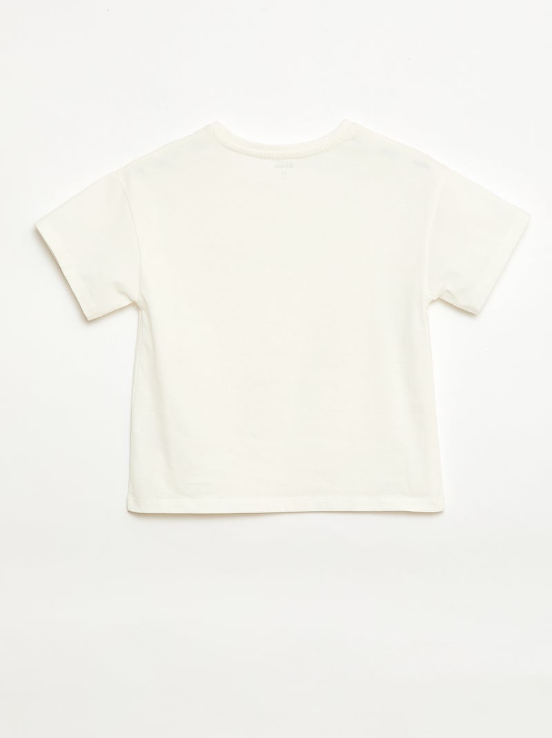 T-shirt com flores em macramé Branco - Kiabi