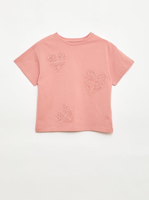 T-shirt com flores em macramé - Kiabi