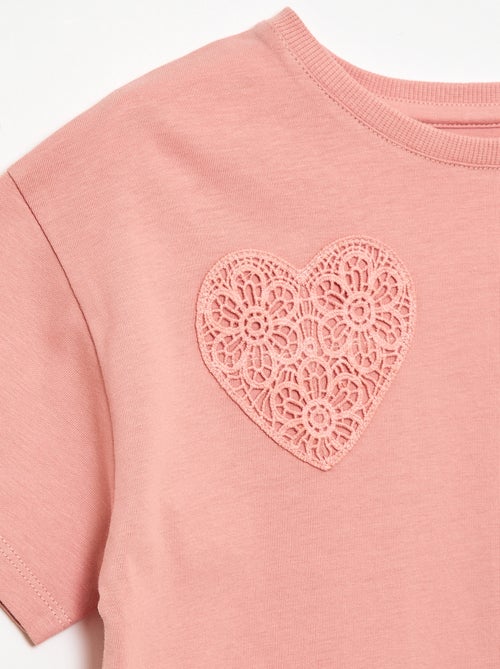T-shirt com flores em macramé - Kiabi
