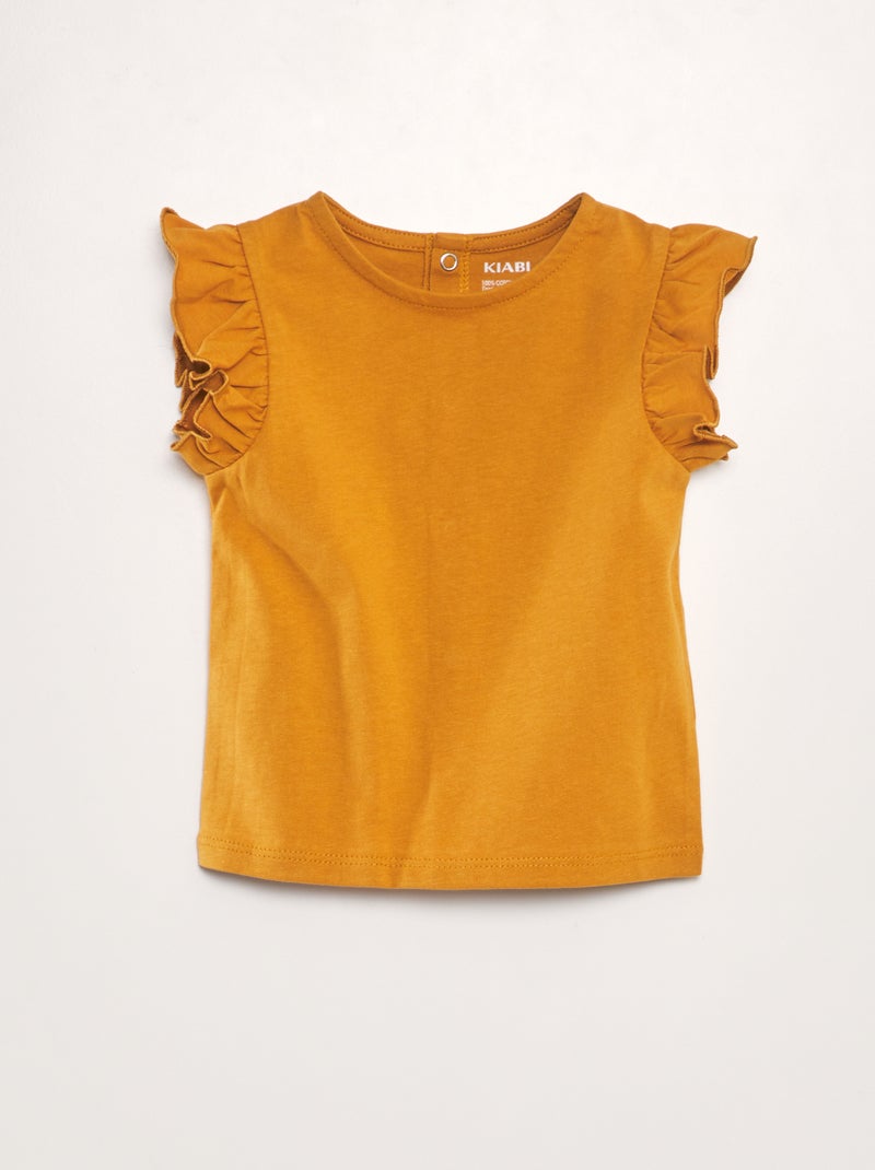 T-shirt com folhos AMARELO - Kiabi