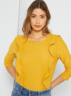 T-shirt com folhos - Kiabi