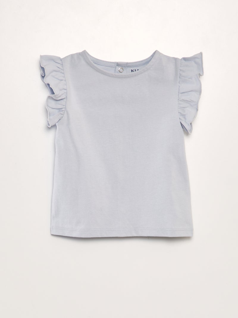 T-shirt com folhos AZUL - Kiabi