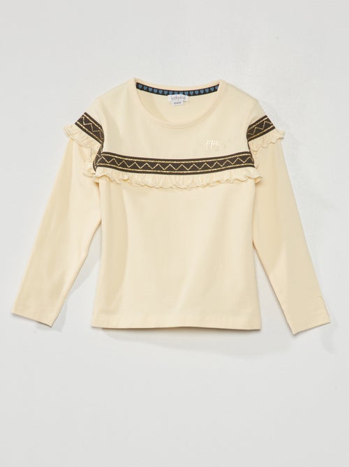 T-shirt com folhos - Kiabi