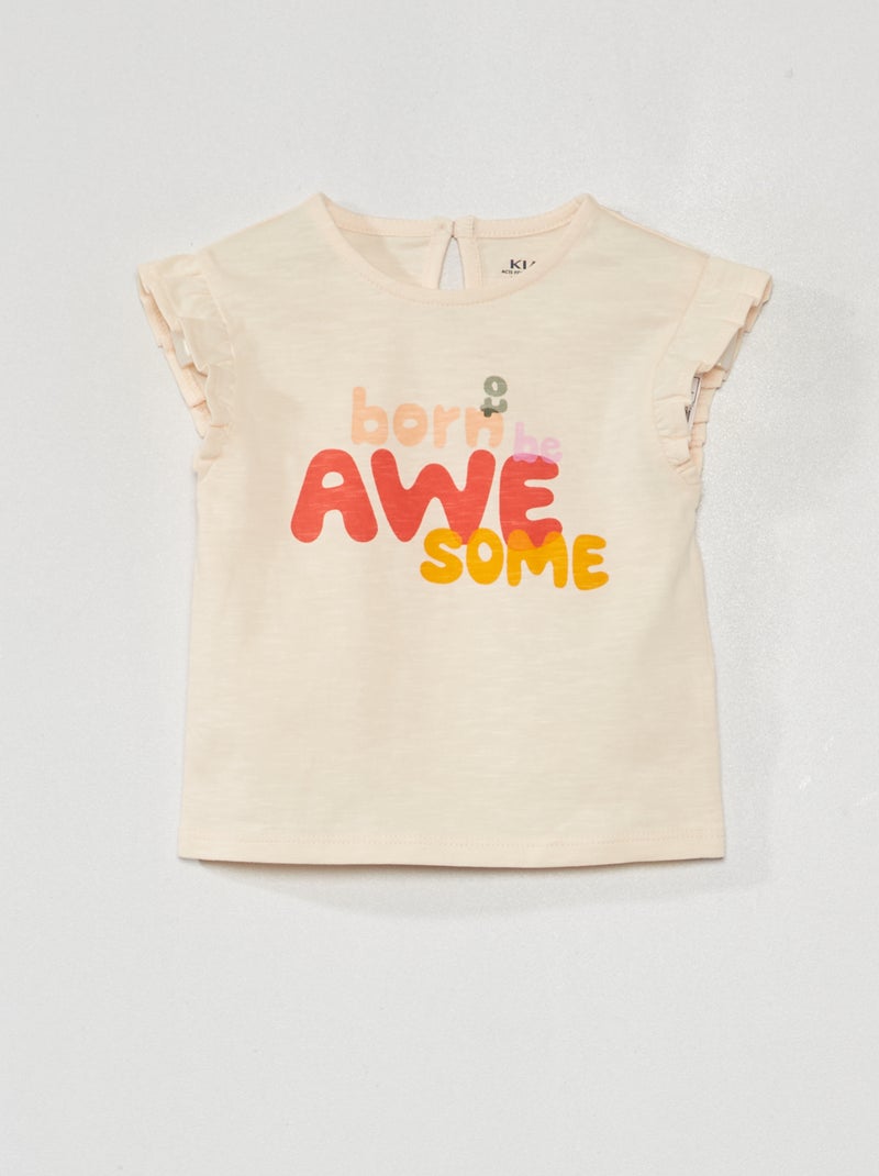 T-shirt com folhos BRANCO - Kiabi