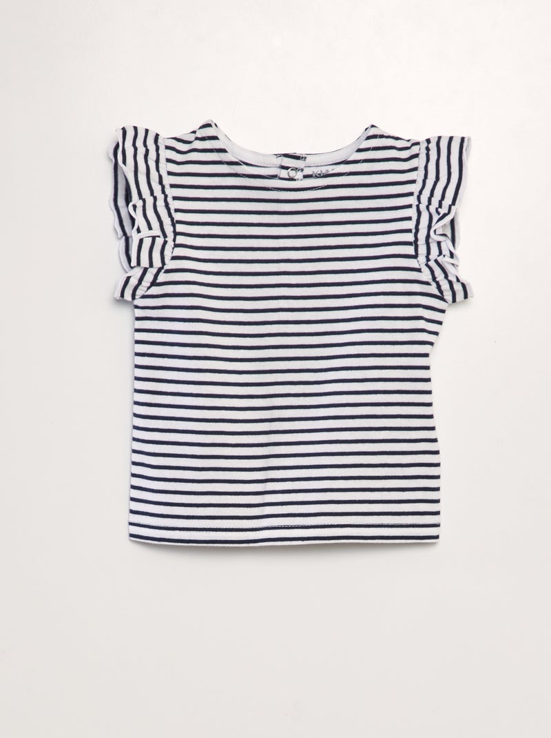 T-shirt com folhos BRANCO - Kiabi