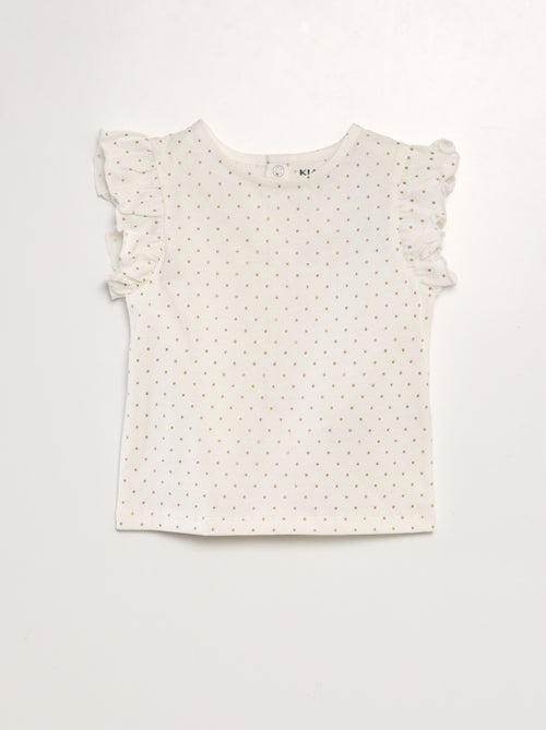 T-shirt com folhos - Kiabi