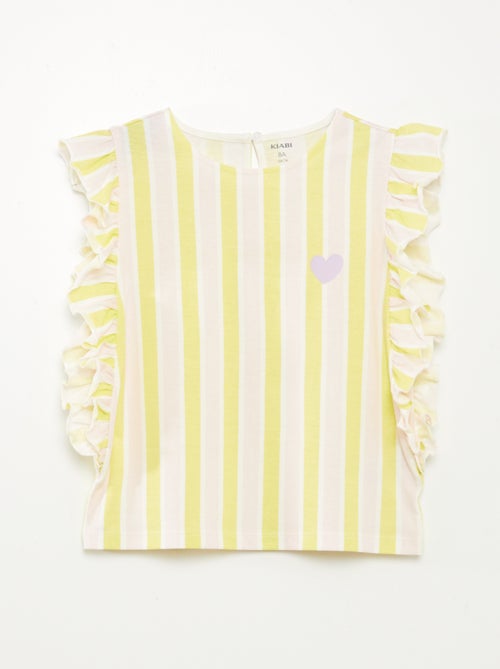 T-shirt com folhos - Kiabi