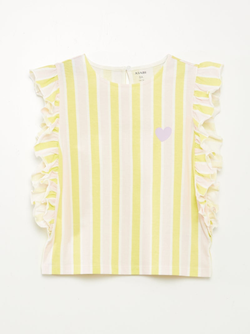 T-shirt com folhos BRANCO - Kiabi