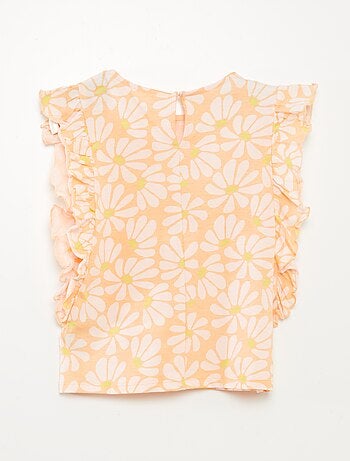 T-shirt com folhos