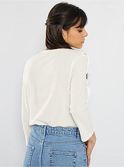 T-shirt com folhos - Kiabi