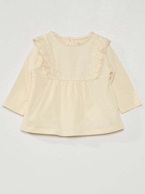 T-shirt com folhos - Kiabi