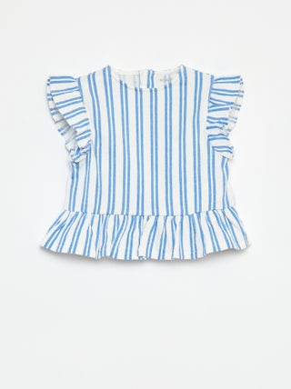 T-shirt com folhos com estampado