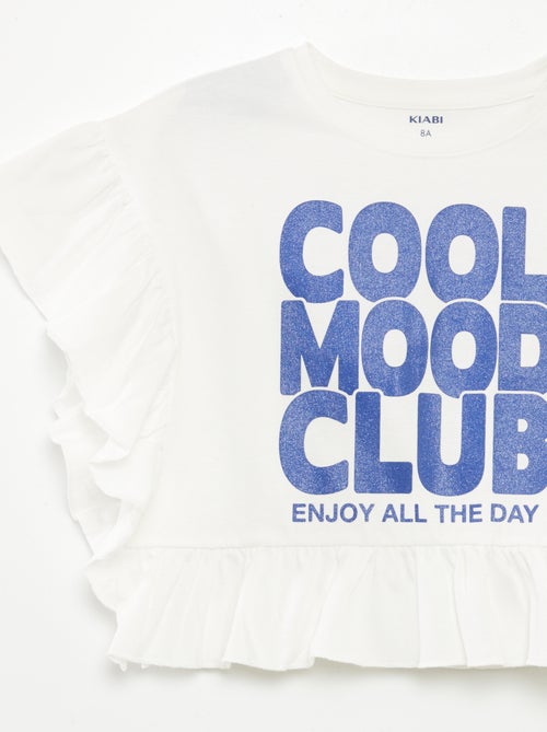 T-shirt com folhos com impressão - Kiabi